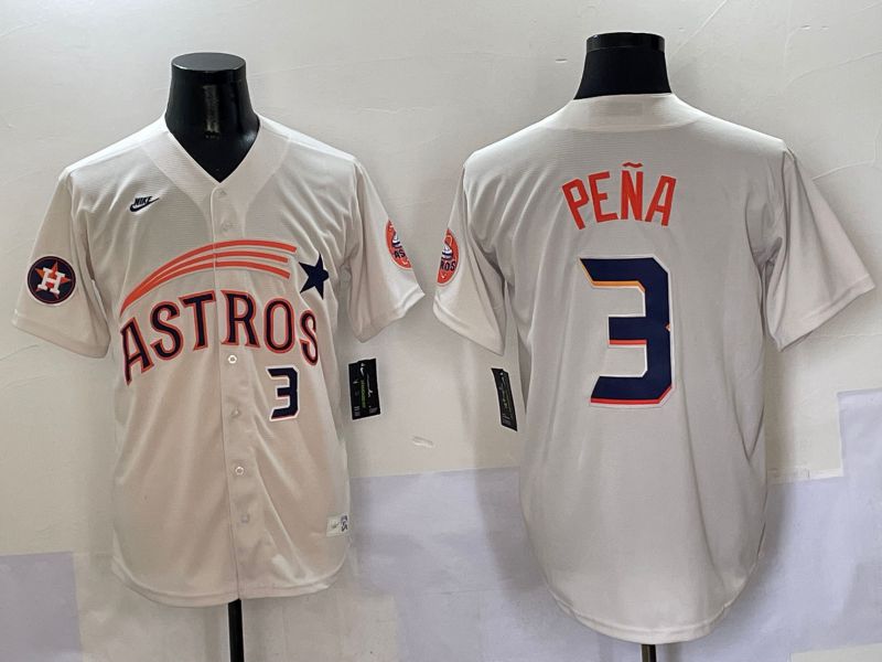 Men Houston Astros #3 Pena Cream Five generations Joint Name 2025 Nike MLB Jersey style 8->houston astros->MLB Jersey